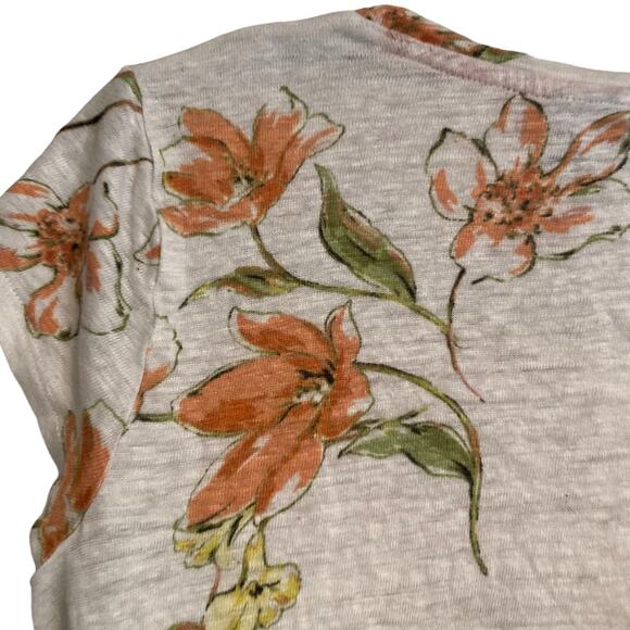 Y2K Rachel Royal Flora Asymmetrical Linen Short Sleeve Feminie Top Size Small - Picture 13 of 16